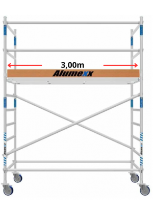 RUSZTOWANIE ALUMINIOWE ALUMEXX SZEROKIE 1,35M DŁUGOŚĆ PODESTU 3,0M. 